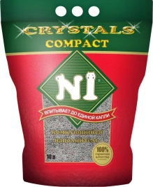 Наполнитель №1 Crystals Compact для кошачьих туалетов, комкующийся, 10 л