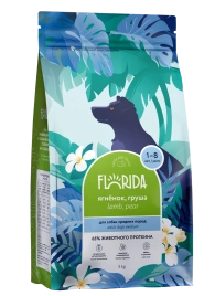 Сухой корм FLORIDA Medium Adult Lamb & Pear для взрослых собак средних пород, с ягненком и грушей, 3 кг