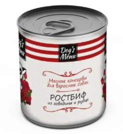 Влажный корм Dog`s Menu Beef & Tripe для взрослых собак ростбиф из говядины и рубца, 750 г