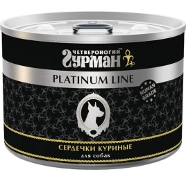 Влажный корм Четвероногий Гурман Platinum line для собак, с куриными сердечками в желе, 525 г