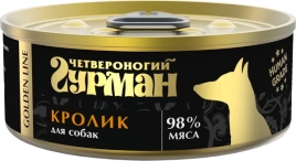 Влажный корм Четвероногий Гурман Golden line Rabbit для собак, кролик натуральный в желе, 100 г