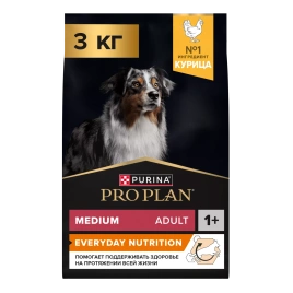 Сухой корм PRO PLAN Chicken для взрослых собак средних пород, с высоким содержанием курицы, 3 кг