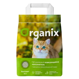 Наполнитель Organix для кошачьего туалета, комкующийся с ароматом свежескошенной травы, 8 л