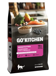 Сухой корм Go'Kitchen Duck для котят и кошек всех возрастов для чувствительного пищеварения, с уткой, 7,26 кг