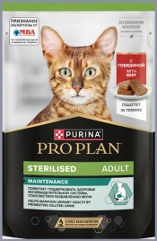 Влажный корм PRO PLAN Beef для стерилизованных кошек, Говядина, паштет, 75 г