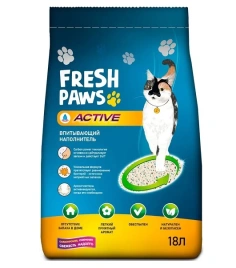 Наполнитель Fresh Paws Active для кошачьих туалетов, впитывающий с активированным углем, 18 л