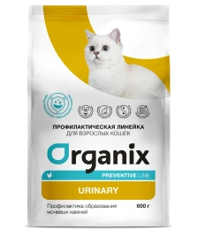 Сухой корм Organix Preventive Line Urinary для кошек профилактика образования мочевых камней, 600 г