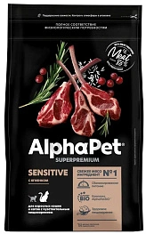 Сухой корм ALPHAPET Superpremium Lamb для взрослых кошек и котов с чувствительным пищеварением, с ягненком, 400 г