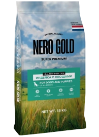 Сухой корм NERO GOLD Turkey & Vegetables для собак и щенков, с мясом индейки и овощами, 18 кг