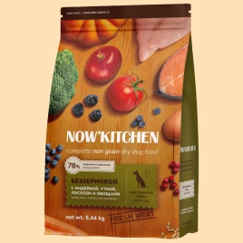 Сухой корм NOW'KITCHEN Fresh Senior Turkey, Duck & Salmon для собак старше 7 лет со свежей индейкой,уткой, с индейкой, уткой и лососем, 5,44 кг