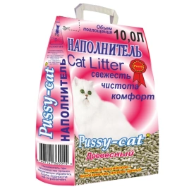 Наполнитель Pussy-Cat древесный для кошачьих туалетов, 10 л