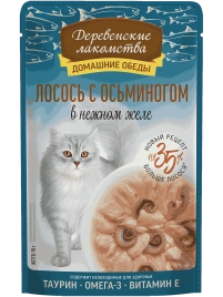 Влажный корм Деревенские Лакомства для кошек, с лососем и осьминогом, 70 г