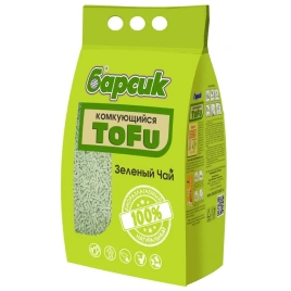 Наполнитель Барсик Tofu Mix для кошачьих туалетов, Зеленый чай бентонит комкующийся, 4,54 л