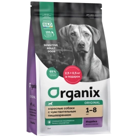 Сухой корм Organix Adult Sensitive Turkey & Vegetables для взрослых собак, с индейкой, фруктами и овощами для чувствительного пищеварения, 3 кг