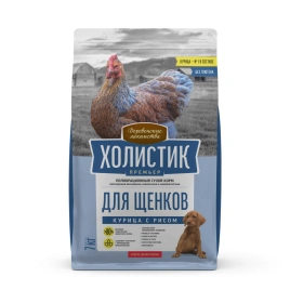 Сухой корм Деревенские Лакомства Holistic Премьер,  для щенков, с Курицей и рисом, 7 кг