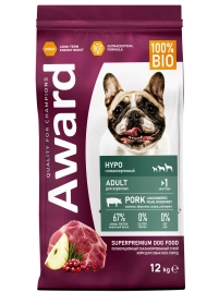 Сухой корм AWARD Special Care Hypo Pork & Pear & Lingonberry для взрослых собак всех пород с свининой, грушей и брусникой, 12 кг