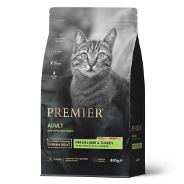 Сухой корм Premier Cat Lamb & Turkey Adult для взрослых кошек, 400 г