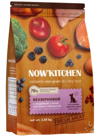 Сухой корм NOW'KITCHEN Fresh Large Puppy Turkey, Duck & Salmon для щенков крупных пород со свежей индейкой,уткой, с индейкой, уткой и лососем, 1,59 кг