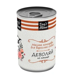 Влажный корм Dog`s Menu для взрослых собак деволяй из птицы, 340 г