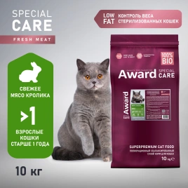 Сухой корм AWARD Special Care Weight Control Rabbit для стерилизованных взрослых кошек с кроликом, 10 кг