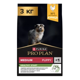 Сухой корм PRO PLAN Chicken для щенков средних пород, с высоким содержанием курицы, 3 кг