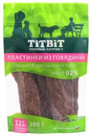 Лакомство Titbit пластинки из говядины для собак, 300 г