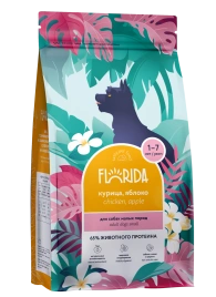 Сухой корм FLORIDA Mini Adult Chicken & Apple для взрослых собак малых пород, с курицей и яблоком, 400 г
