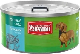 Влажный корм Четвероногий Гурман Готовый обед Giblets & Rice для собак, потрошки с рисом, 325 г