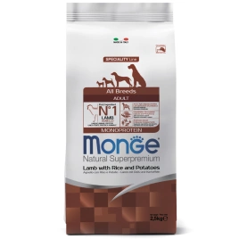 Сухой корм Monge Dog Speciality Line Monoprotein Lamb & Rice & Potato для взрослых собак всех пород с мясом ягненка, рисом и картофелем, 2,5 кг