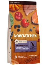 Сухой корм NOW'KITCHEN Fresh Senior Turkey, Duck & Salmon для собак крупных пород старше 7 лет со свежей индейкой,уткой, с индейкой, уткой и лососем, 9,98 кг