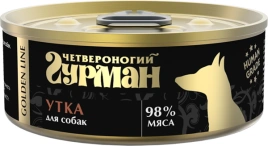 Влажный корм Четвероногий Гурман Golden line Duck для собак, утка натуральная в желе, 100 г
