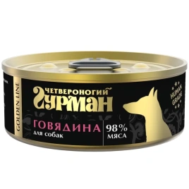 Влажный корм Четвероногий Гурман Golden line Beef для собак, говядина натуральная в желе, 100 г