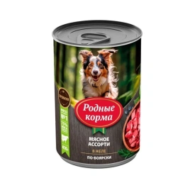 Влажный корм Родные корма Meat Assortment для собак, мясное ассорти в желе по-боярски, 410 г