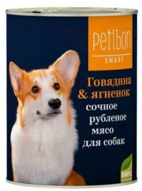 Влажный корм Petibon Smart Beef & Lamb для собак, сочное рубленое мясо, с говядиной и ягненком, 240 г