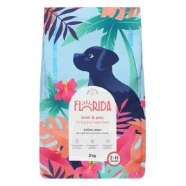 Сухой корм FLORIDA Maxi Junior Lamb & Pear для щенков крупных пород, с ягненком и грушей, 3 кг