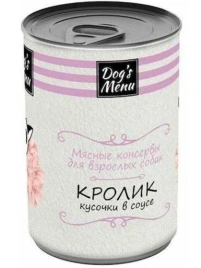 Влажный корм Dog`s Menu Rabbit для взрослых собак с кроликом кусочки в соусе, 340 г