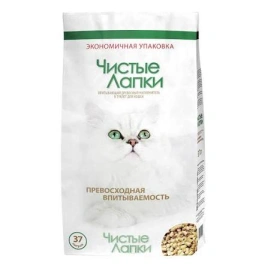 Наполнитель Чистые Лапки для кошачьих туалетов, древесный, 37 л