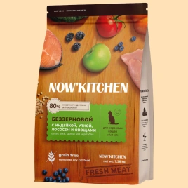 Сухой корм NOW'KITCHEN Fresh Adult Turkey, Duck, Salmon & Vegetables для взрослых кошек со свежей индейкой,уткой,лососем и овощами, 7,26 кг