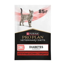 Влажный корм PRO PLAN Veterinary Diets DM Diabetes Management Beef для кошек, диетический при диабете, с говядиной, 85 г