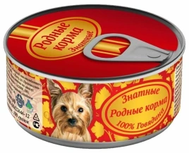 Влажный корм Родные корма знатные Beef для собак, с говядиной, 100 г