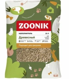 Наполнитель Зооник для кошачьих туалетов, древесный, 20 л