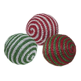 Игрушка NOBBY для кошек, Мяч - Новогодний Узор, дисплей, 40 шт, 4 см