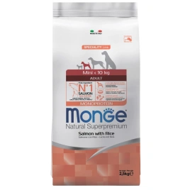 Сухой корм Monge Dog Speciality Line Monoprotein Mini Salmon & Rice для взрослых собак мелких пород с лососем и рисом, 2,5 кг