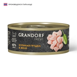 Влажный корм консервы Grandorf Fresh для кошек куриная грудка в желе, 70 г