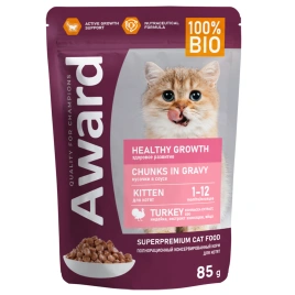 Влажный корм AWARD Healthy Growth Turkey для котят с индейкой, 85 г