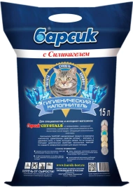 Наполнитель Барсик Crystals для кошачьих туалетов, силикагелевый, 15 л