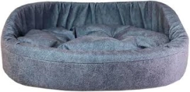 Лежак Homepet для домашних животных, Микровелюр Leather №1 пыльно-голубой, 43 см х 38 см х 15 см