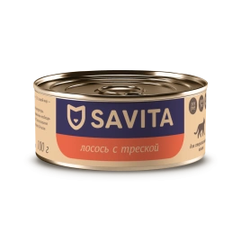 Влажный корм SAVITA Salmon & Cod для стерилизованных кошек, с лососем и треской, 100 г