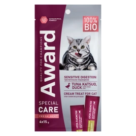 Лакомство AWARD Special Care Sensitive Digestion Duck & Tuna для котят с уткой и тунцом, 15 г x 4 шт.