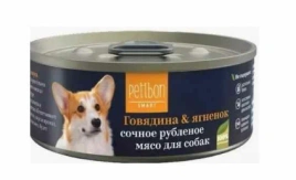 Влажный корм Petibon Smart Beef & Lamb для собак, рубленое мясо, с говядиной и ягненком, 100 г